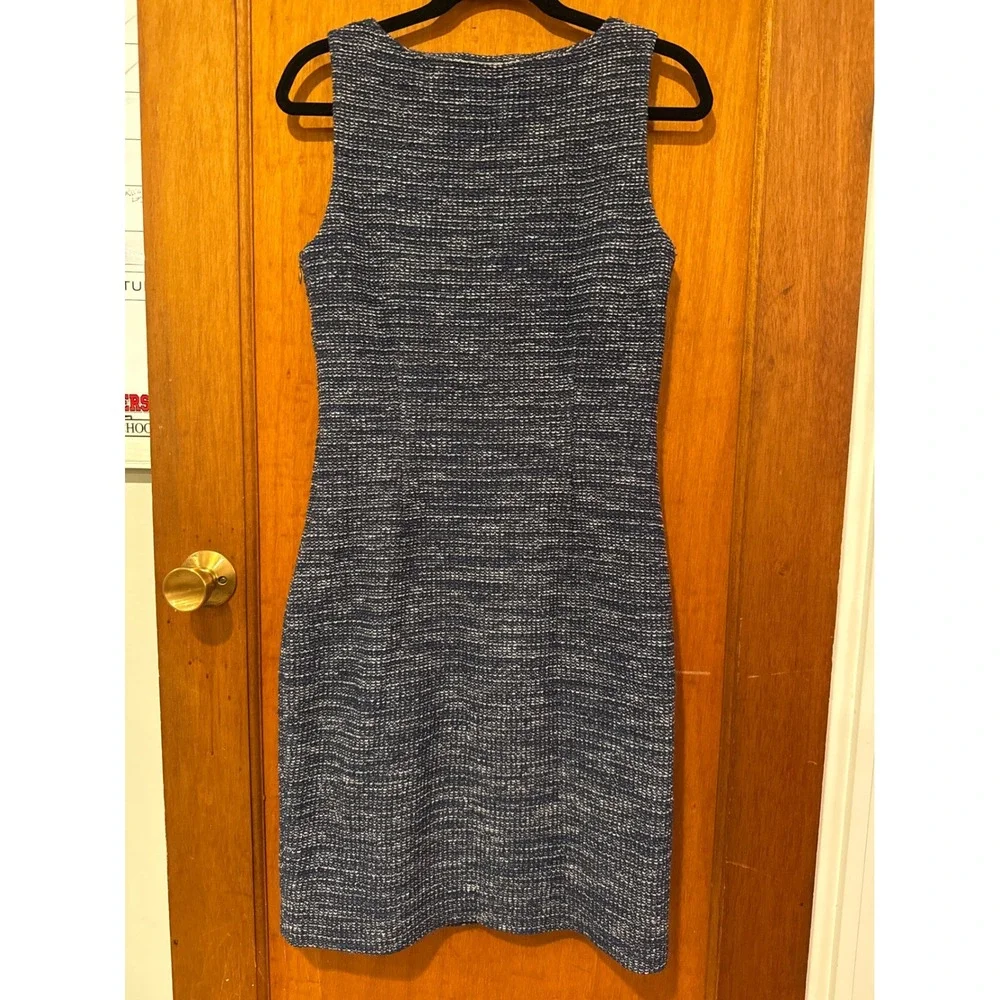 Banana Republic sheath dress 8 navy tweed lined sleeveless Italian cotton blend - Picture 5 of 16